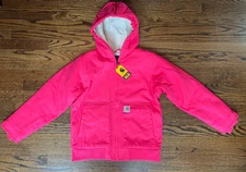 Carhartt Kid Girls Raspberry Canvas Insulated Hood Active Jacket XS, S, M, L NWT