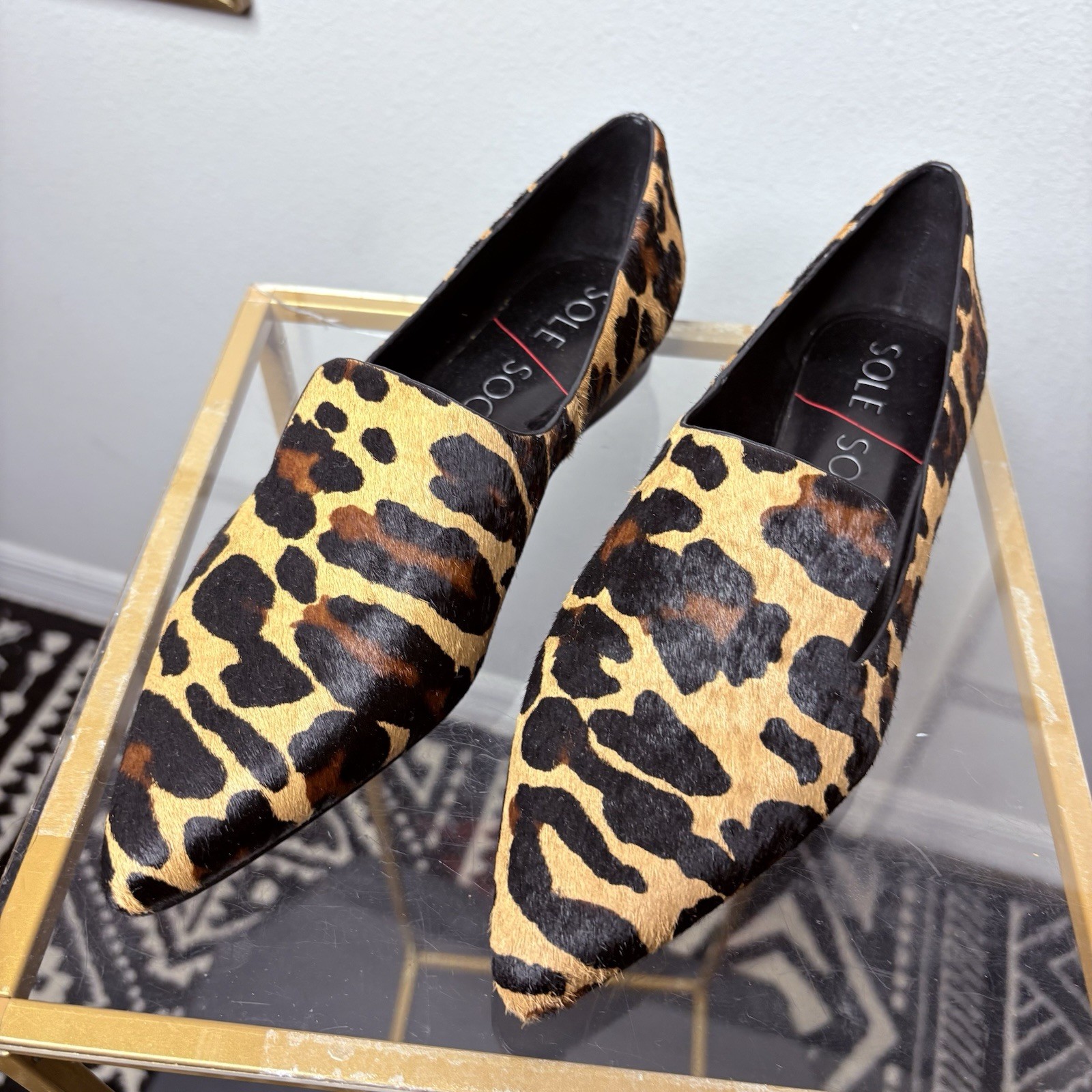 SAOLA Ballerine nuove Sole Society So Kapa capelli di vitello stampa leopardata taglia 8 M donna