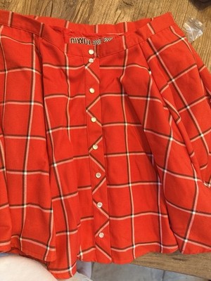 Dixxon Flannel Company Daytona Red Plaid Flannel Button Party Skirt Size NWOT