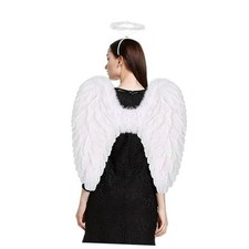 Angel Wings and Halo for Adult Feather Angel Wings Costume for Women White