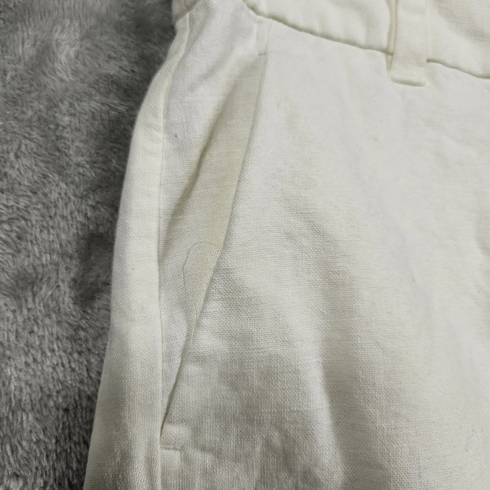 J Crew Shorts Womens 0 White Scalloped Hem Linen Cotton Blend Pockets Summer - Image 3 of 4