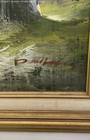 Framed Oil Painting of Misty Landscape Scene W/ Mountain and Trees Decor Art — photo 3