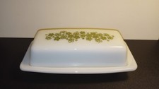 Vintage Pyrex Crazy Daisy Covered Butter Dish w/ Lid 72-B Green White Floral