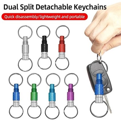 Dual Split Detachable Keychains Key ring Quick Release Portable Metal Key Holder