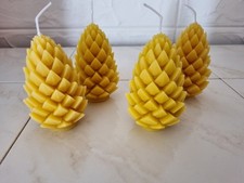 Bienenwachs Kerzen Set 4 Stück Tannenzapfen Handgegossen
