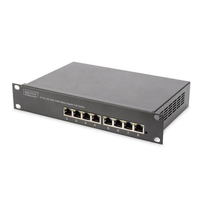 DIGITUS 10 Zoll 8-Port Gigabit Ethernet PoE Switch Unmanaged für 10'' Wandgehäuse