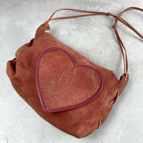 Gucci Heart Motif Suede Shoulder Bag Pink Tom Ford Era Used Authentic