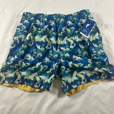 Guy Harvey Mens Blue Shark Print Performance Board Shorts Swim Trunks Large NWT
