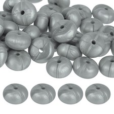50Pcs 14mm Silicone Lentil Beads, Loose Abacus Bead for DIY Silver 
