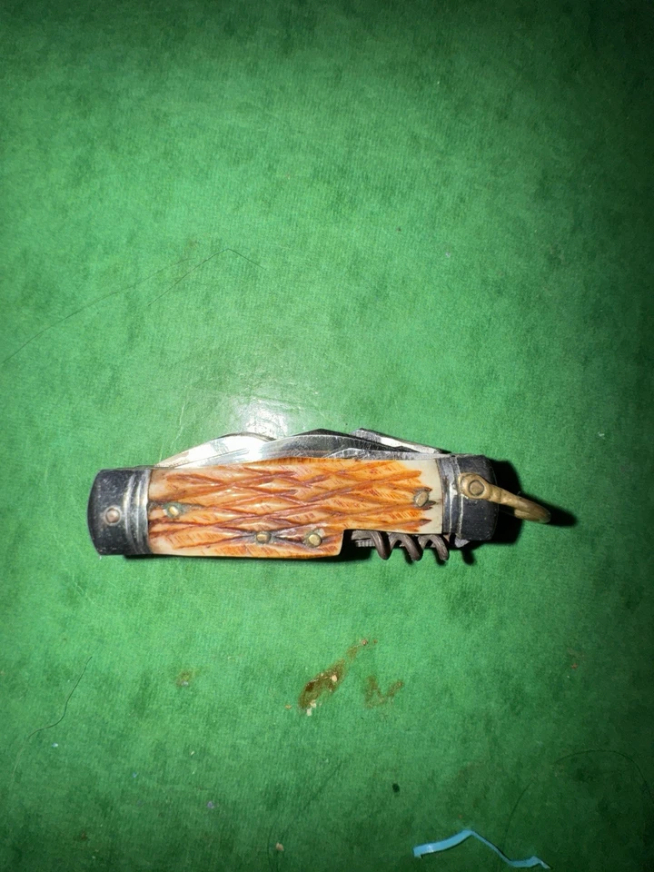 "Navaja de Bolsillo Mini Hobo Japonesa de Colección Rara 8 Herramientas Rústica 2.5""" Foto 3 de 4