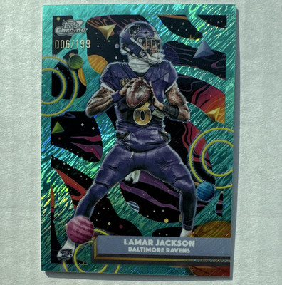 2025 Topps Cosmic Chrome Lamar Jackson Aqua Equinox 006/199, #7
