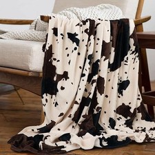 Ultimate Winter Comfort Cow Print Fleece Throw - Super Soft 80x60 Inch Blanket f