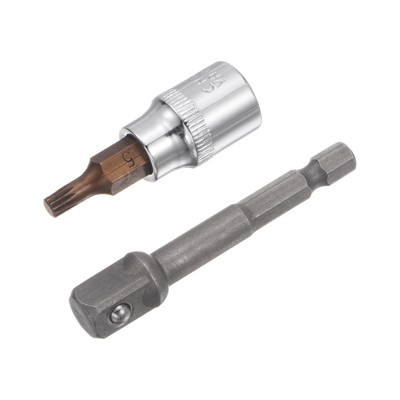 M5 Spline Bit Socket, 3/8'' Drive 1.89'' Length W Hex Shank Power Drill Adapter