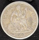 1876 CC Carson City Mint Silver Seated Liberty Dime Nice Mid Grade Coin