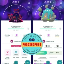 Pokémon PTC Go - Shiny Gigantamax Garbodor ✨ Mini 80k Stardusts