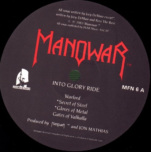 Manowar Into Glory Ride LP vinyl UK Music For Nations 1983 MPO pressing LP with - Picture 3 of 6