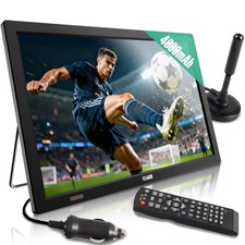 Rywob 15.6" Portable Digital TV,4000mAh ATSC/HDMI/SD Card/USB/AV Input,12v Car