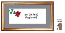 Cornice in oro classica da cm 1,5 con Passepartout grigio cm. 29,7x42 Foglio A3