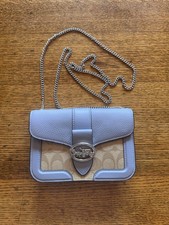 New Coach Georgie Crossbody In Signature Canvas Light Khaki/marble Blue