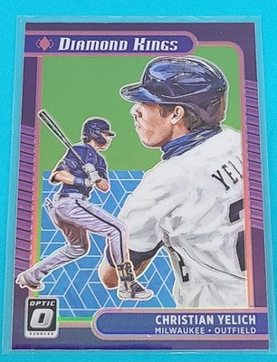 2021 Optic Holo Purple Diamond Kings #24 Christian Yelich Baseball Card Y3