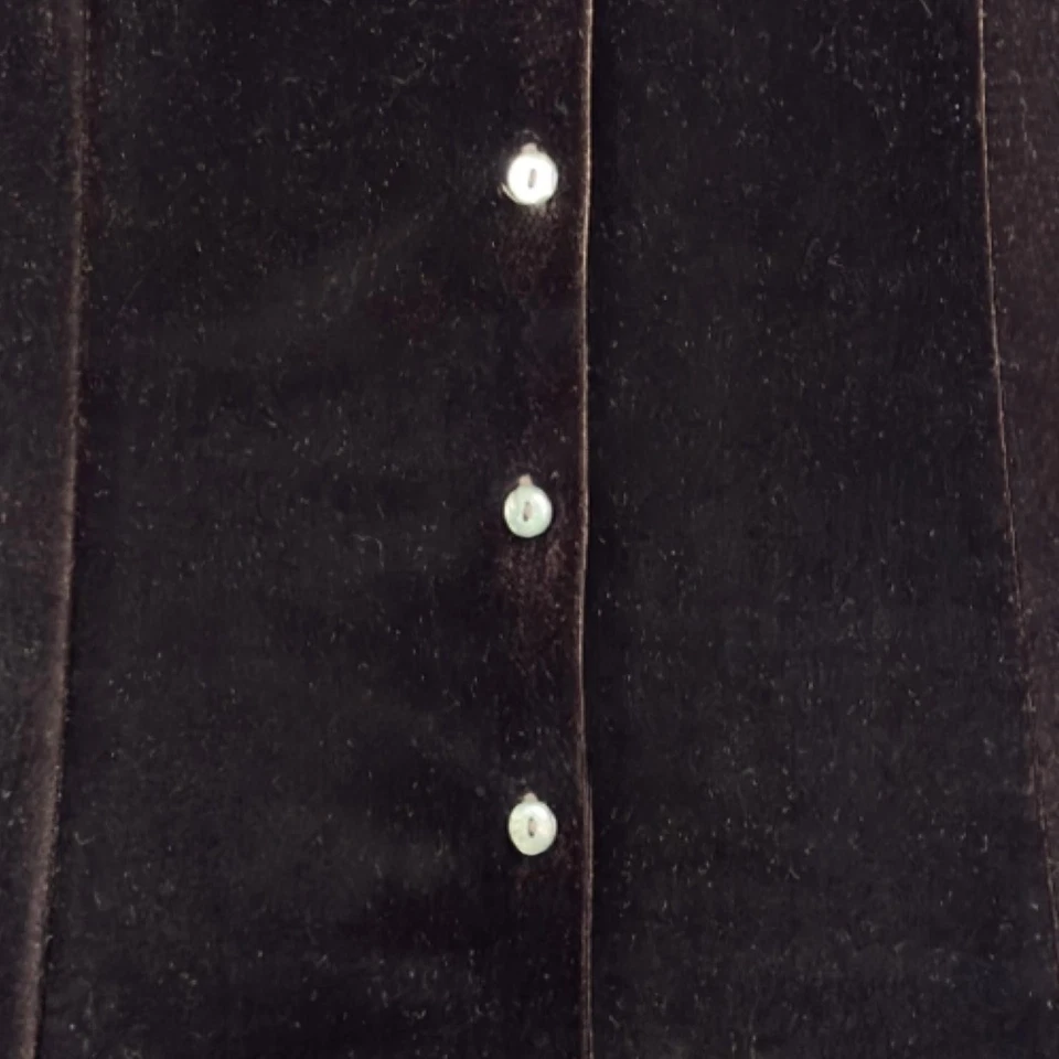 Vestido Camisa Vintage Y2K COLDWATER CREEK Mujer Mediano Marrón Terciopelo Midi Línea A Foto 3 de 4