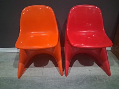 Casalino I Vintage 1970s Orange and Red Plastic Chairs Set