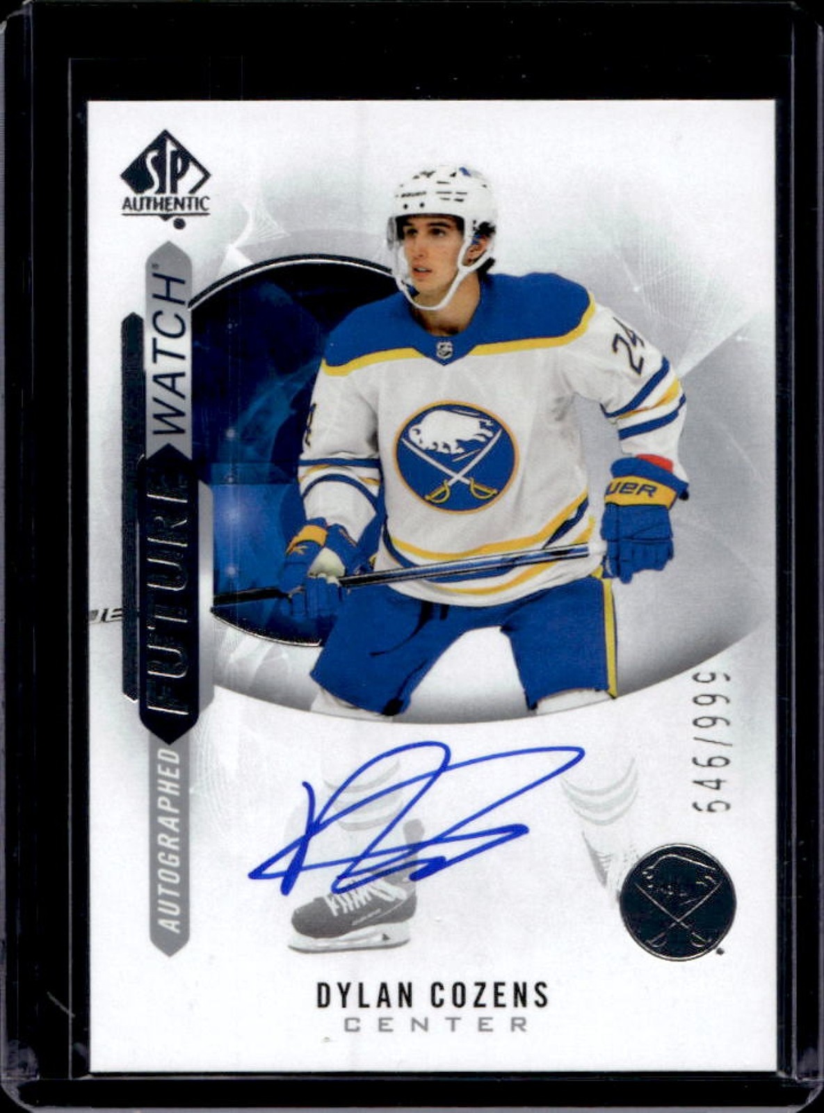 2020-21 SP Authentic Dylan Cozens RC Auto Future Watch #646/999 Sabres