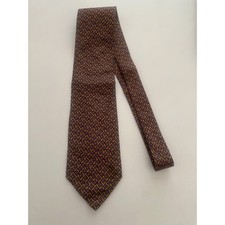 Christian Dior Monsieur Silk Tie Burgundy Gold Blue Geometric Medallion USA Made