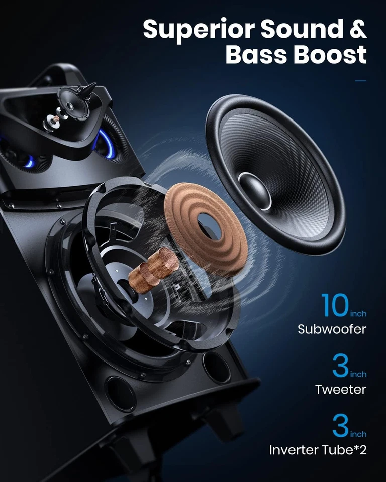 🔊Moukey Casse Karaoke 2 UHF Microfoni wireless Karaoke Professionale Completo - Immagine 2 di 4