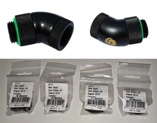 Bitspower G1/4" Dual Rotary 45-Degree G1/4" Extender Matt Black Set of 4 NEW