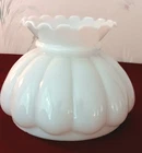 New ListingVintage White Milk Glass Melon Lamp Shade 7" Fitter Ruffled Crimp Top Antique