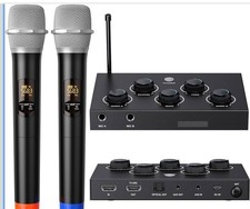 Digitnow Portable Karaoke Microphone Mixer System Set, with Dual UHF Wireless Mi