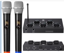 Digitnow!Portable Karaoke Microphone Mixer System Set, with Dual UHF Wireless Mi