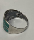 925 Sterling Silver Brick Block of Green Turquoise Inlay 3.6 Grams Size 7.75 — photo 9