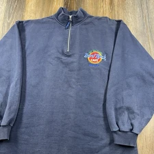 Vintage Hard Rock Cafe Sweatshirt Mens XL Navy Blue Madrid 90s USA Logo Sweater