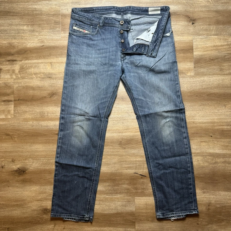 Jeans Diesel Hombres 34x30 Azul Waykee Pierna Recta Elastizados Denim Moderno Usado 0814W Foto 2 de 4