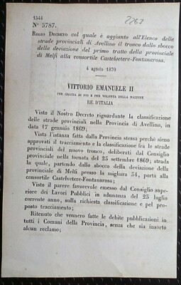 AVELLINO-ROYAL DECREE UNLOCKING TRUNK MELFI/CASTELVETERE-FONTANAROSA-2267