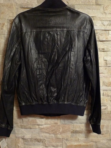 LM07 LORENZO MODA 07 MEN'S BLACK LAMBSKIN LEATHER JACKET ITALY SIZ 48 US SIZE 38 - Picture 3 of 9
