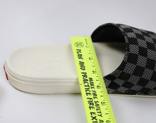 VANS Slide Sandals Black White Marshmallow Checkered Womens sz 8 - Picture 5 of 8