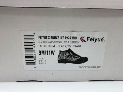 Feiyue X Bruce Lee 1920MID FU100186M Martial Arts Shoes Black SIZE 9M - Picture 6 of 6