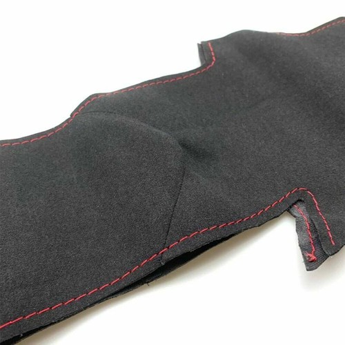 Black Suede Leather Steering Wheel Red Stitch Wrap Cover For Mazda 3 5 6 MPV - Picture 5 of 9