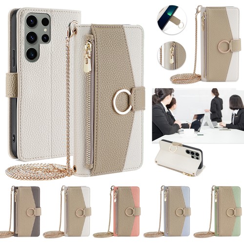 For Samsung Galaxy S24 S23 S22 S21 Note20 Girls Crossbody Flip Wallet Case Cover
