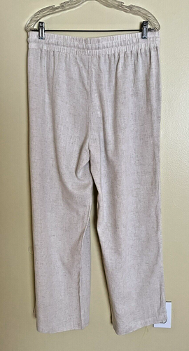 Mia & Tess Women's XL Linen Blend Wide-Leg Pants Natural Color Elastic Waist NWT - Picture 3 of 7