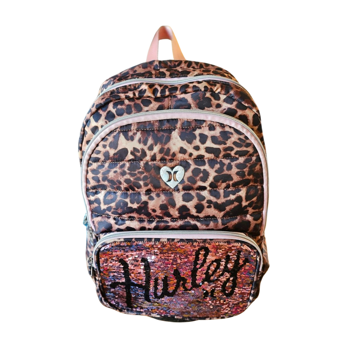 HURLEY Sequins Leopard Backpack NWT Hurley BACKPACK Full Size Flip SEQUIN Pink & Leopard MULTI  main image 4
