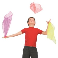 Vintage 90s Juggling Scarves Nylon Neon Tissue "Learn To Juggle" 1 Pack of 3