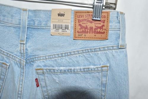 Jeans donna Levi's 501 S skinny vita alta effetto invecchiato blu chiaro nuovi taglia 29x28 - Foto 10 di 10