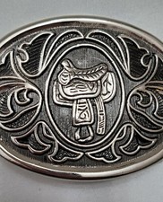 Vtg Avon Saddle Silver Tone Belt Buckle.