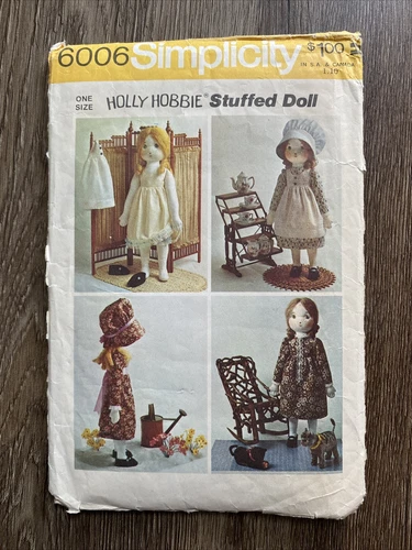 1970s Holly Hobbie Stuffed Rag Doll Wardrobe Pattern Simplicity 6006