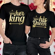 Couples Valentines Day Outfit Ideas King and Queen Matching T-Shirt Tee #VD