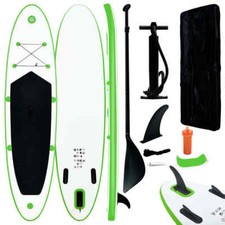 Inflatable Stand Up Paddleboard Set Green and White vidaXL